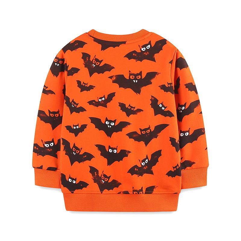 

Детская осенняя хлопковая трикотажная толстовка с круглым вырезом на Хэллоуин 7Y оранжевый