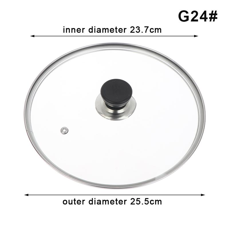 Visible Pot Cover Tempered Glass Pot Lid Stainless Steel Rimmed Pan Lid Spill Shatter-Proof Round Chef Glass Cover