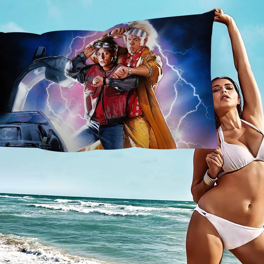 Sci Fi Movie B-Back To The F-Future Bath Microfiber Soft Water Absorbing Breathable For Girl Kids Decorative Cartoon Beach Towel