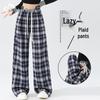 Women's American Style Plaid Wide-Leg Pants