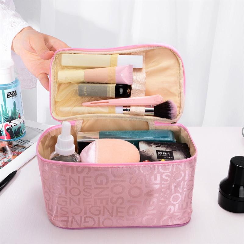 Women's handheld cosmetic bag new women's alphabet color fashion square travel portable storage toiletry bag
