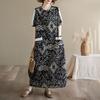 Short sleeve Plus size Cotton linen vintage floral new in dresses for women casual loose long summer dress