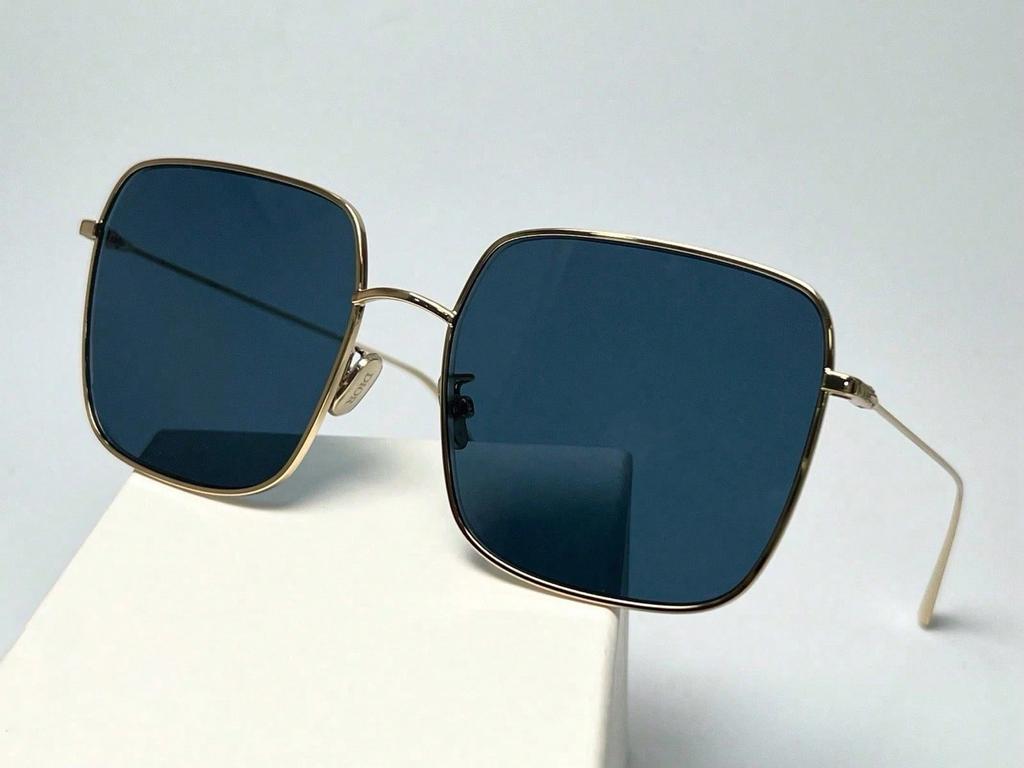 Dior Stellaire SU-B0B0 Gold Square Sunglasses with Blue Lenses