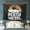 Funny Death Metal Cat Gift Rainbow Heavy Metal Tapestry Wall Hanging Aesthetic Home Decor Tapestries for Living Room Bedroom