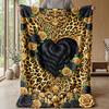 Leopard Heart Roses Art 1 Theme blanket Lightweight Warm Flannel Blanket Decorative Throw Blanket for Home Decoration