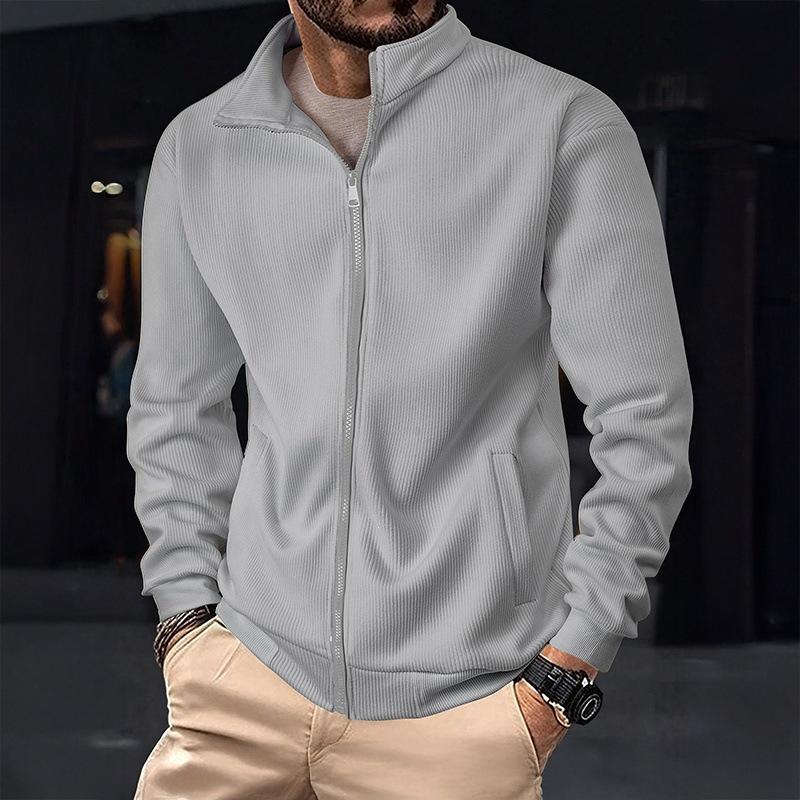 Men S Stand Collar Thick Fleece Lined Loose Casual Jacket