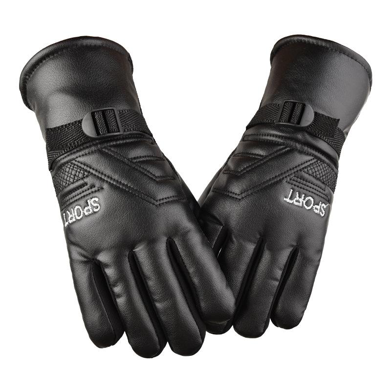 Winter thermal gloves men's thickened velvet non-slip, windproof, waterproof and cold-resistant outdoor cycling motorcycle ski leather gloves