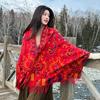 Womens Winter Oversized Shawl Wrap Scarf Boho Ethnic Print Faux Cashmere Warm Blanket With Tassels