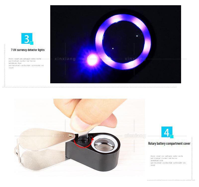 10x Antique Gem Appraisal Magnifier with 6 LED and 7 UV Lights