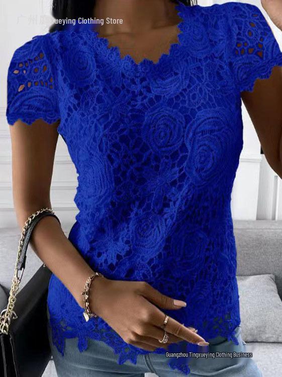 Summer New Arrivals: Women's European & American Lace Short-Sleeved Top