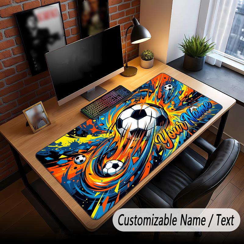 Soccer Theme Custom Mouse Pad Personalized With Name Text Customized Desk Mat For Office Home Decor