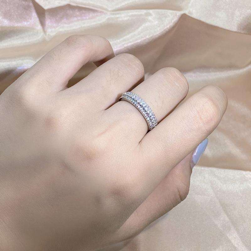 New Romantic Ring Valentine's Day Gift Fashion Personalized Zirconia Three Row Diamond Ring Female Wedding Proposal  Jewelry