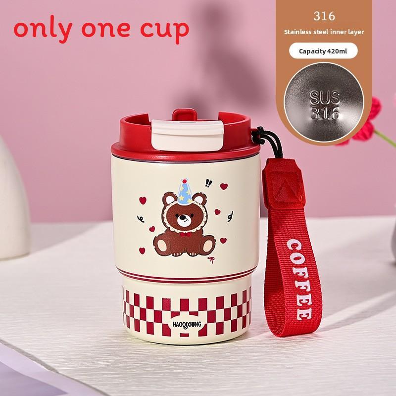 Cute Animal 316 Stainless Steel Portable Insulated Cup With Cartoon Print For Office And Travel