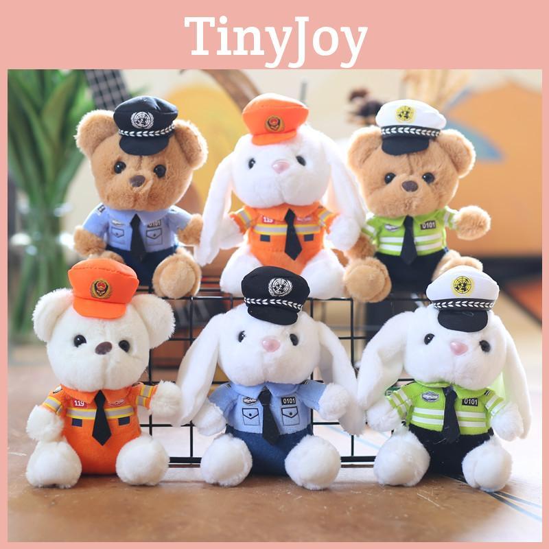 Adorable Plush Police Bear Keychain Cute Soft Stuffed Animal Toy Accessory