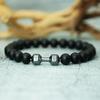 Minimalist Dumbbell Bracelet For Men 8mm Volcanic Stones Hematite Meditation Healing Braslet Motorcycle Cool Riding Accessories