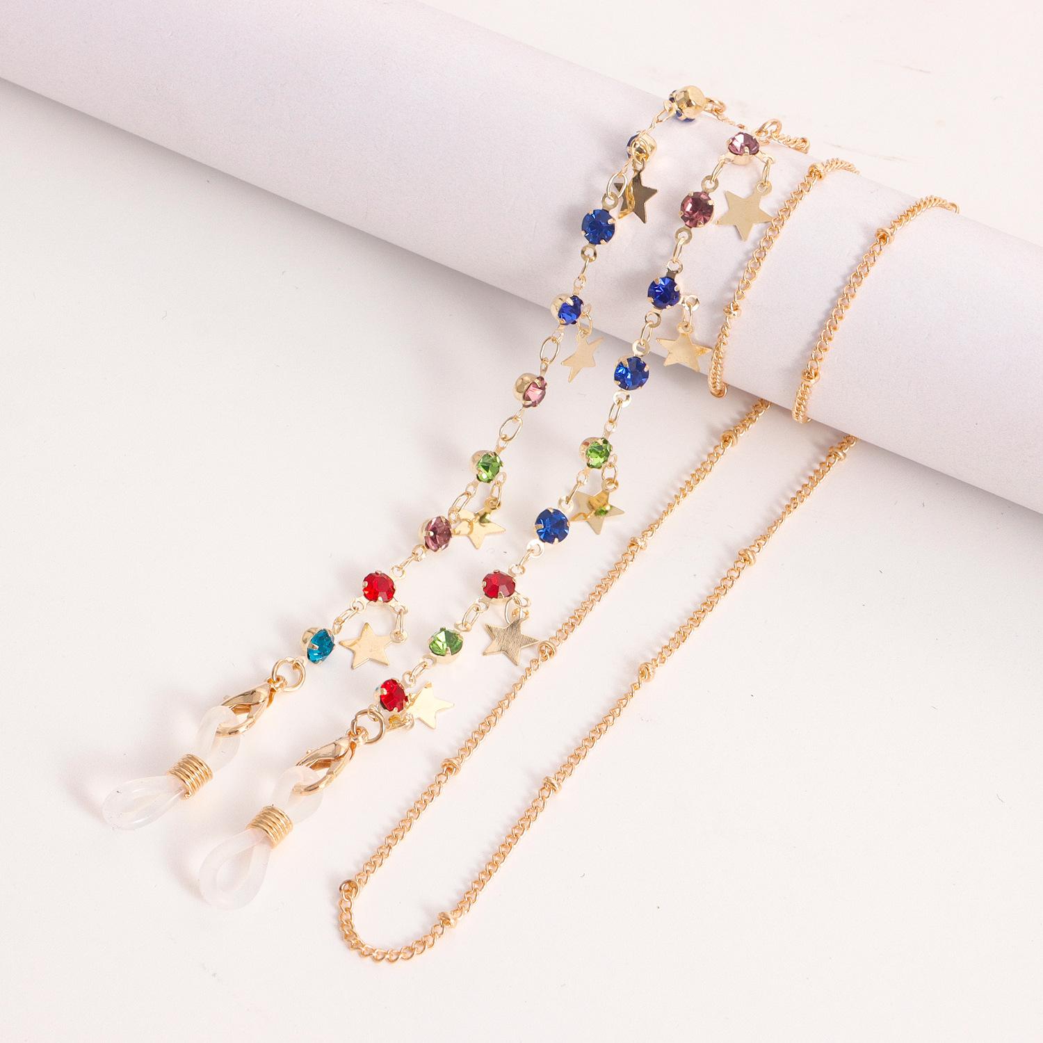 

European and American glasses mask accessories painted dripping oil flower glasses chain mask pendant crystal glasses lanyard mask rope