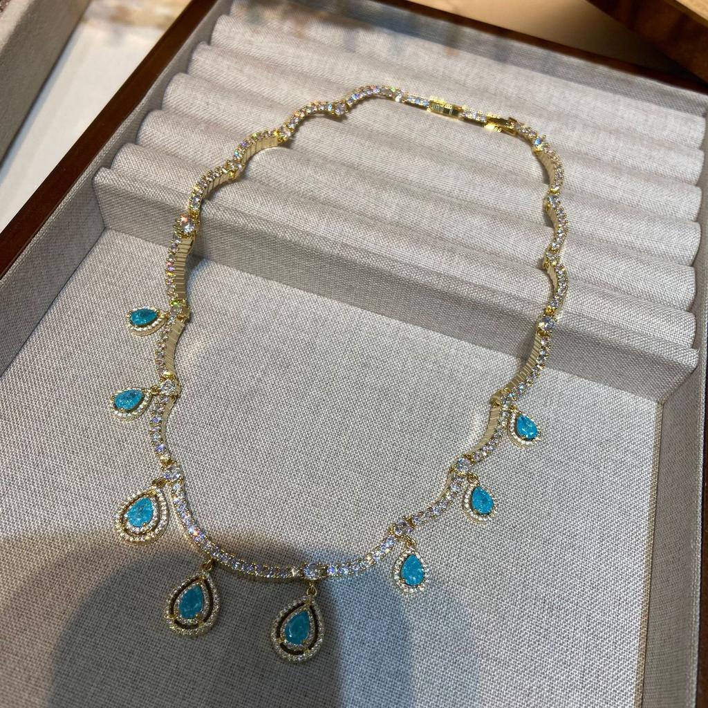 Italian Seiko Simple High-End Ice Flower Zirconium Vintage High Jewelry Set Paraipa Necklace Ear