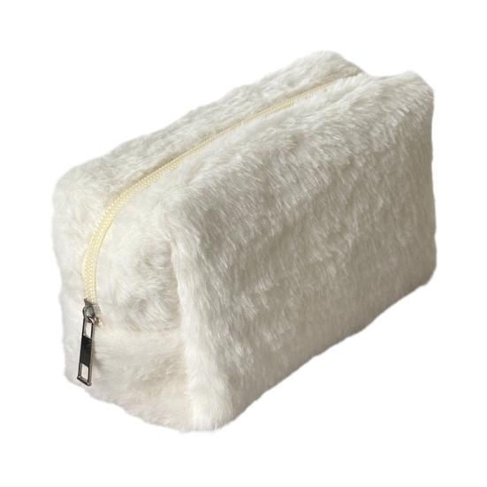 Plush Cosmetic Bag Portable Travel Makeup Bag Fuzzy Toiletry Bag for Women Skincare Products Makeup Brushes