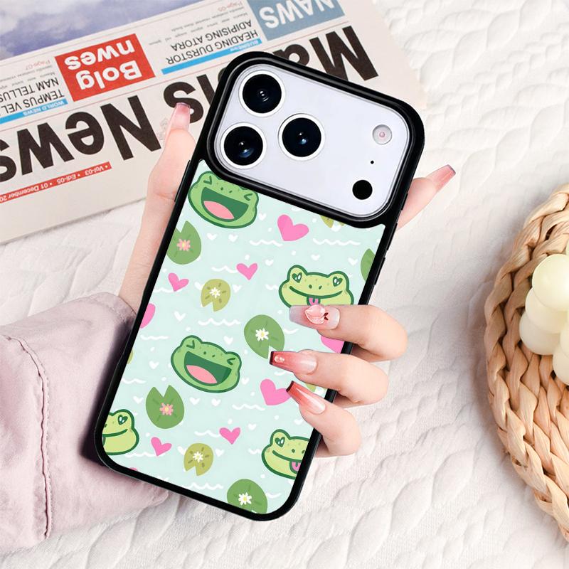 Mint Green The Frog Mushroom Phone Case For IPhone 17 16e 15 14 13 12 11 Pro Max Air Mini Soft Protective Cover