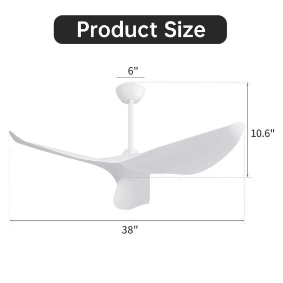 Ventilateur de Plafond 38 Pouces sans Lumière, Ventilateurs de Plafond Modernes Intérieur Extérieur avec Moteur à Courant Continu Télécommande pour Chambre, Salon
