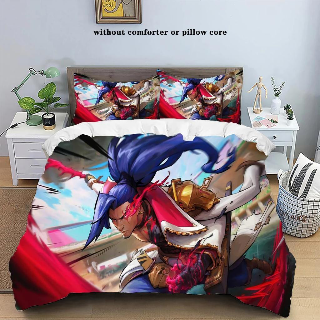 Anime Jinx Arcane: League of Legends Home Bed Three Piece Set Anime Printed Pillowcase Duvet Cover Full Size Customizable