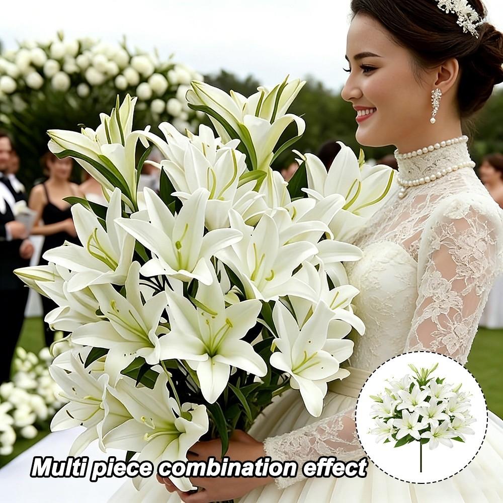 Fashion 18 Heads Artificial Lilis DIY Flower Realistic Simulation Flowers Plastic Multicolor Artificial Flowers Home Decoration