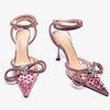 Huizhou New Rhinestone Transparent High-heeled Sandals Women's Thin Heels Pointed European and American High-heeled Shoes with Baotou Foreign Trade
