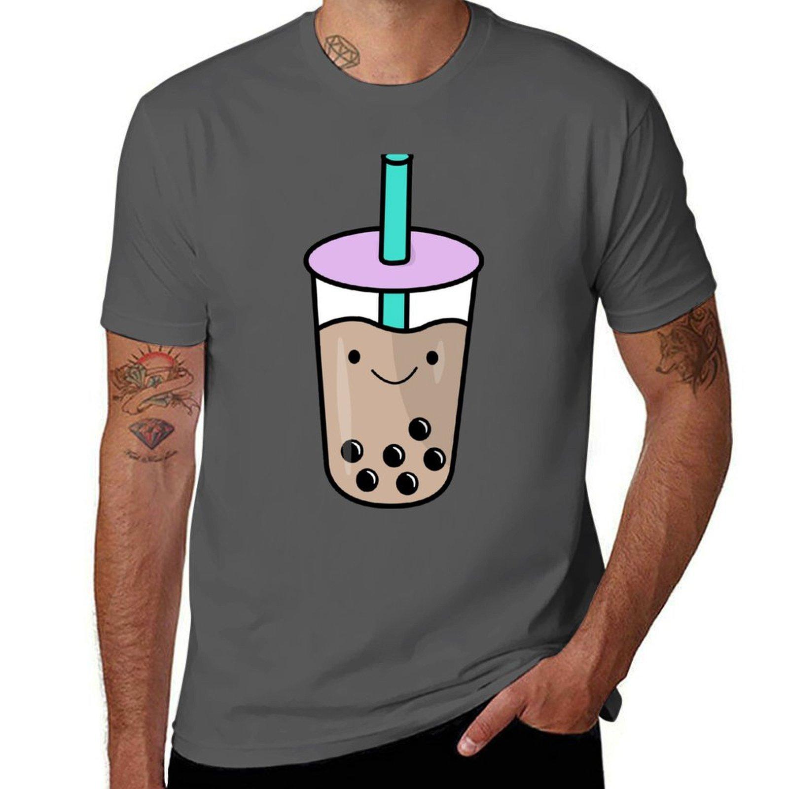 

Kawaii Boba Tea Pastel Bubble Tea T-Shirt t shirt for man cotton t shirt man T-Shirt 4XL