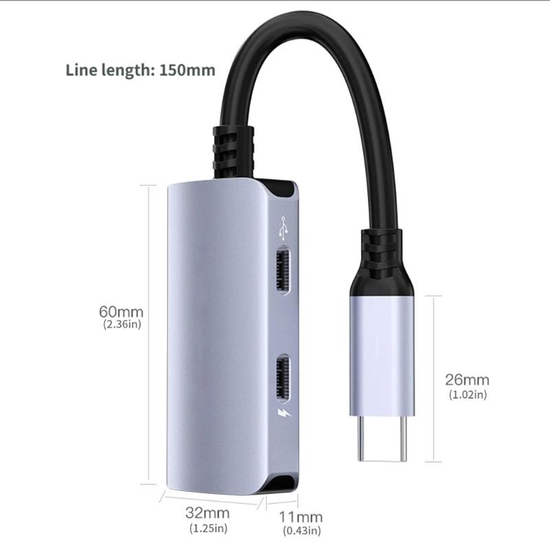 USB C Hub for 4K60Hz High Clearly video Output PD65W Fast Charging 480Mbps Data Transfer USB Splitter Compatibility for