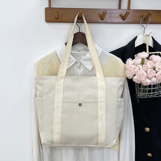 Üniseks Kanvas Omuz Çantası Büyük Kapasiteli Tote Fermuarlı Kapatma İş Seyahat Kolej Sokak için Günlük El Çantası