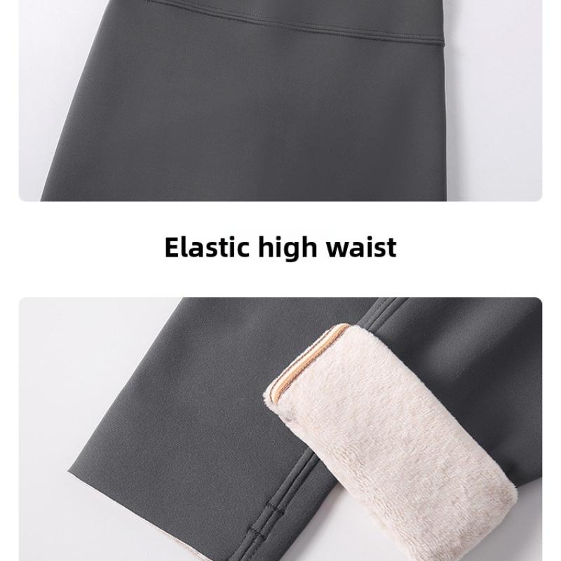 Snowflake Velvet Thickened Seamless Shark Pants for Women, High Waist Tummy Control Slimming Leggings, Autumn Winter Warm Skinny Pants