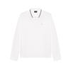 Solid Color Long Sleeve Striped Collar Polo Shirt Men Tops White 8N1F36-1JPTZ-0100