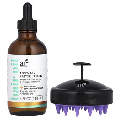 Kit per la Crescita dei Capelli, Rosmarino + Olio di Ricino, Kit da 2 pezzi