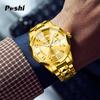 Men's watch waterproof luminous double calendar business gold watch men's quartz watch