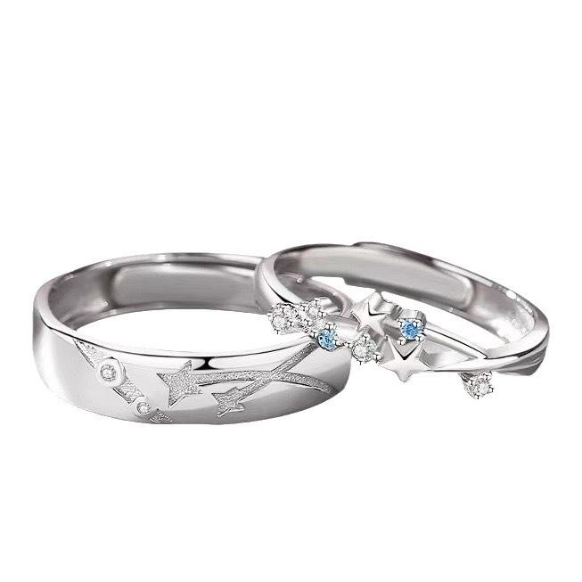 Stars Accompany Couple Ring Stylish and Simple Star Opening Adjustable Ring Meteor Shower Men's and Women's Ring Gifts