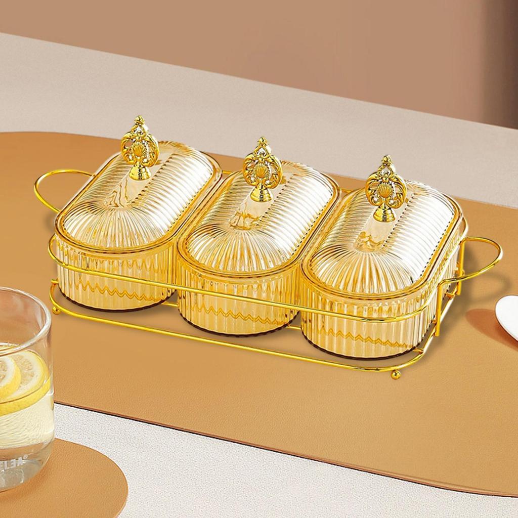 Dry Fruit Tray with Lid Snacks Dish Divided Serving Platter Appetizer Plate for Party Kitchen Dining Room Living Room Cookies