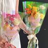 30PCS Love Heart Iridescent Single Rose Sleeves DIY Transparent Flower Wrapping Bag Floral Material Packaging Waterproof