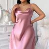 New Faux Silk Plus Size Camisole Nightgown - European & American Ice Silk Sexy Homewear Pajamas