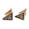 Dreieckiges Logo Design Metallohrringe Ohrringe für Damen Gold Schwarz 1IO336_2DR5_F019F