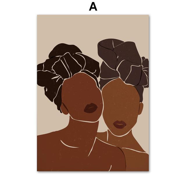 Abstract Black Fashion Girl Coffee Cosmos African Art Canvas Painting Nordic Posters And Prints Wall Pictures Living Room Decor No Frame