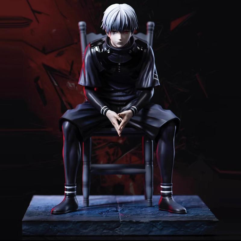 Anime Sitzende Haltung Kaneki Ken Actionfigur Doppelte Hände Austauschbarer Kopf GK Modell Figur Mode Spielzeug PVC Statue Jungen Geschenke