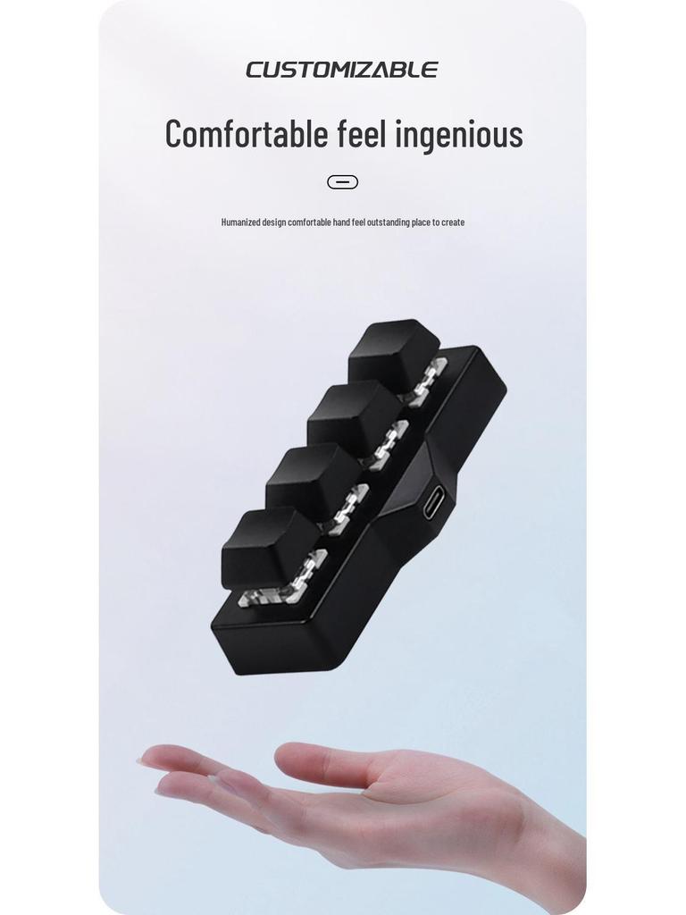 USB 6-Key Mini Office Keyboard: Custom Cut, Copy, Paste, Select All, Save