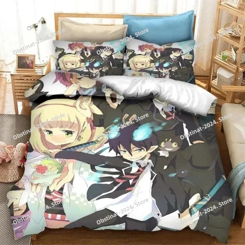 Fashion 3D Anime Blue Exorcist Bedding Set Printed Bed Set With Pillowcase Duvet Cover Soft Single Double Queen Super King Size
