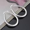 Silver Plated Big Hollow Oval Hoop Earring Fashion Women Party Banquet Jewelry