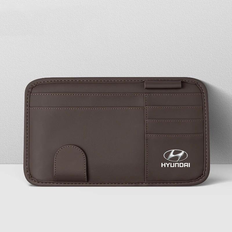 PU Car Sun Visor Storage Bag Inner Glasses Clip for Hyundai I20 I10 Sonata I40 Santafe IX35 I30 Solaris Tucson Accent Kona Venue MM8