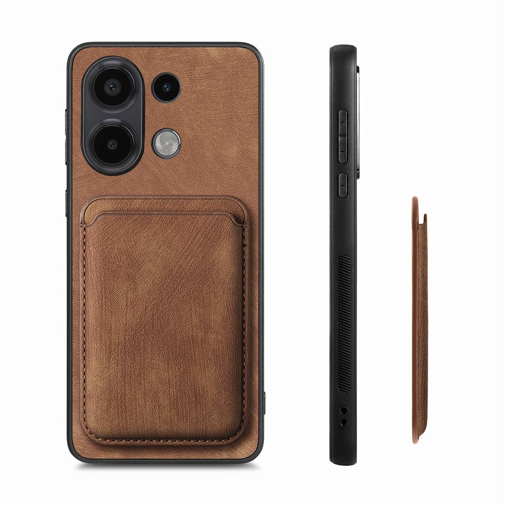 For Xiaomi Redmi Note 13 4G Magnetic Case Leather Back Cover with Detachable Card Holder