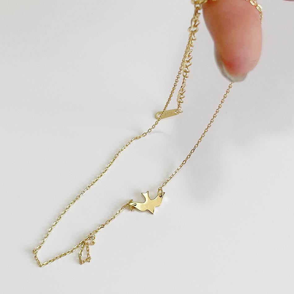 2026 New Women's White Copper Thick Silver Little Bird Choker Necklace