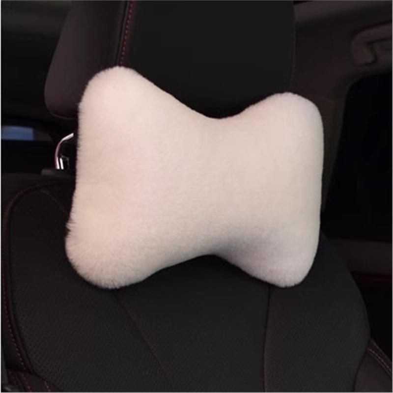 Car Plush Neck & Waist Pillow Set - Bone-Shaped Headrest Pair