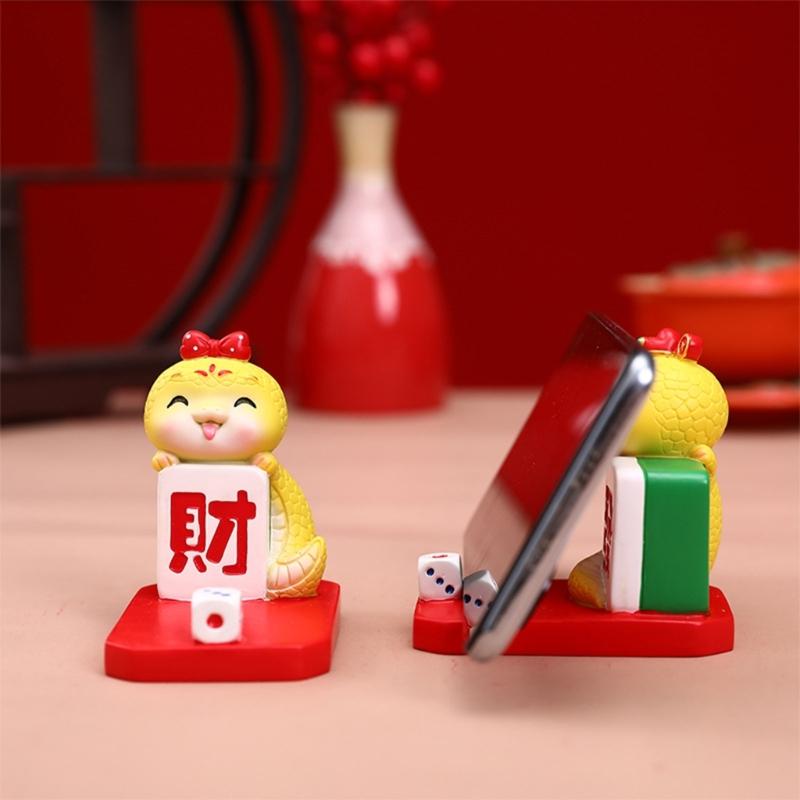 2025 Year Of Snake Theme Phone Stand Phone Holder Resin Craft Cartoon Animal New Year Desk Decoration