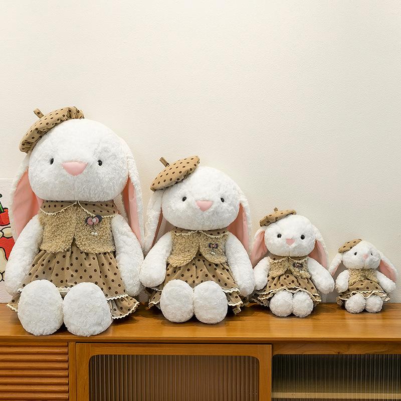 Super Cute Beret Flower Skirt Rabbit Plush Toy Girl Birthday Gift Grab Machine Doll Confession Doll